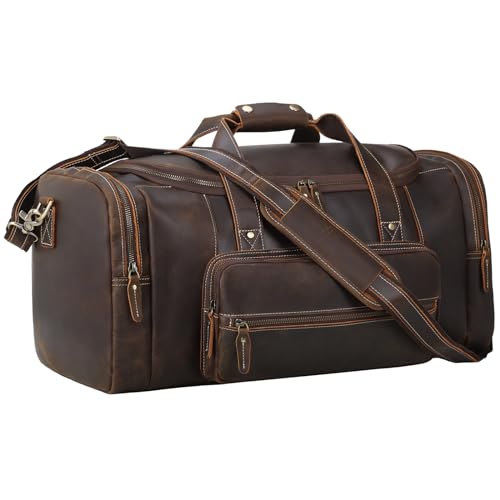 TIDING Leder Reisetasche für Herren, Große Travel Duffle Bag Retro Handgepäck Sporttasche für Reisen Gym Weekender Übernachtung Urlaub von TIDING