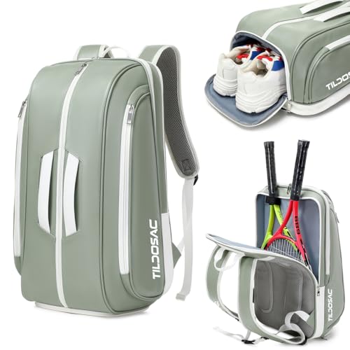TILDOSAC Tennistasche Schlägertasche für Tennis Padel, große Sport Pickleball Tasche für Männer Frauen mit Schuhfach, Laptop Sleeve, Zaun Haken, Ball Sleeve von TILDOSAC