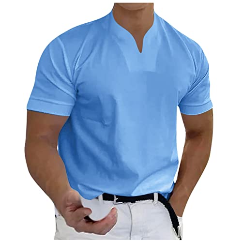 TIMELYE Herren Sommer T-Shirt V-Ausschnitt Slim Fit Baumwolle-Anteil Moderner Männer T-Shirt V-Neck Kurzarm Basic V-Ausschnitt Kurzarm T-Shirts Casual Street Tee von TIMELYE