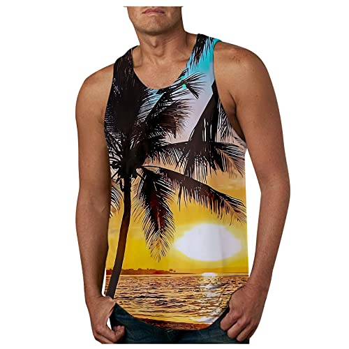 TIMELYE Herren Sommer Tank Top Hawaiian Urlaub Strand Trägershirt Sportshirt 3D Drucken Unterhemd Muskelshirt Ärmelloses Laufshirt für Männer Komfortables Atmungsaktives Bodybuilding Achselshirts von TIMELYE