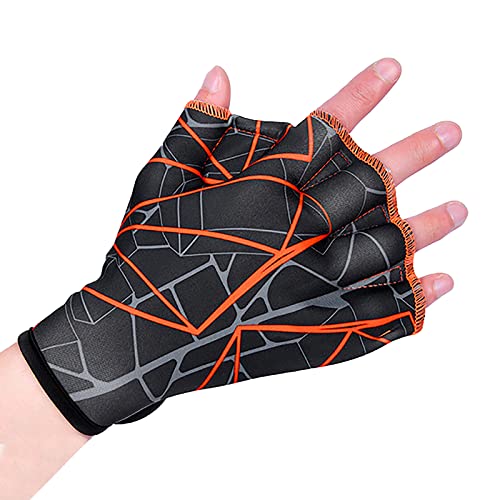 TINAYAUE Schwimmhandschuhe Wasserhandschuhe Wassertraining Schwimmausrüstung Entenschwimmhandschuhe Tauchausrüstung Fitness wasserdichte Trainingshandschuhe aus Nylon Erwachsenenmodell Outdoor von TINAYAUE