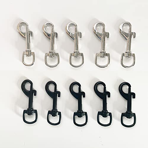 10 Stück Swivel Schnapphaken Verbindungselemente Wirbel Karabiner Clip Karabinerhaken mit geradem Wirbel Hundeleine Karabinerhaken für Hundehalsband robuster legierter Stahl drehbarer geradem Schwarz von TINGWEN