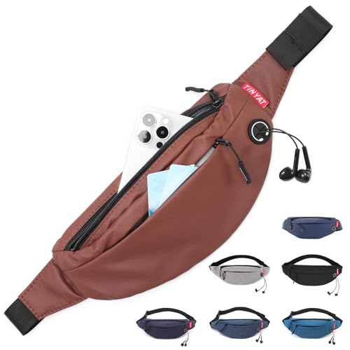 TINYAT Gürteltasche Bauchtasche Handy Hüfttasche für Wandern Reise Outdoor Aktivitäten für Damen und Herren,T201 (2003/Brown) von TINYAT