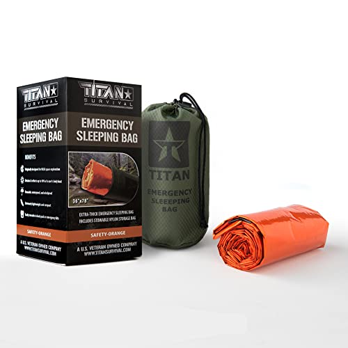 Titan Survival Notfall-Schlafsack, extra dick, Mylar, Thermo-Bfeu, Sicherheits-Orange, PE, 91,4 x 198,1 cm, Orange von TITAN Survival