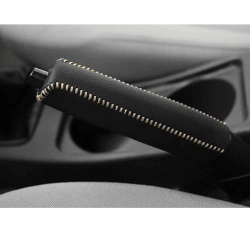 Auto Handbremse Abdeckung für BMW Serie 7 Series 7er E65 / E66 / E67 2009-2015 Rutschfeste Handbremsenabdeckung für Autos Handbremshebel Schutzhülle Zubehör Innenraum,Black Beige Line von TIUEO