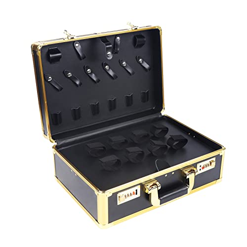 Kosmetikkoffer 3 in 1 Schminkkoffer Tragbar für Reise Friseurkoffer Handgepäck Beauty Case Kosmetikkoffer Hartschale Make Up Koffer mit Schloss (Gold) von TIXBYGO