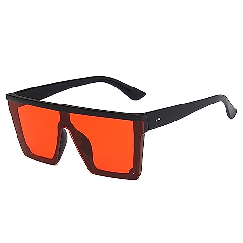 TIYETA Polarisiert Sonnenbrille Vintage Sonnenbrille Herren Damen Groß Verspiegelt UV400 Schutz Randlose Sonnenbrille Eckig,Rot,145mm von TIYETA