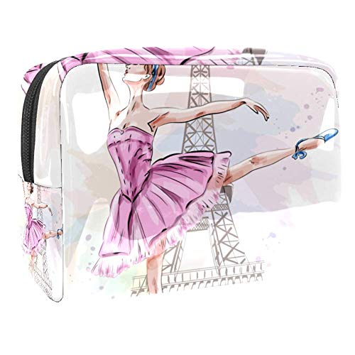 Tragbare Make-up-Tasche mit Reißverschluss, Reise-Kulturbeutel für Frauen, praktische Aufbewahrung, Kosmetiktasche, Ballerina, tanzt auf Eiffelturm von TIZORAX