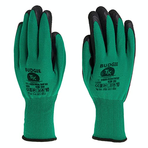 TK Budgie Arbeitshandschuhe 1x Paar Handschuhe aus PVC Gartenarbeit Arbeitsschutz Gartenhandschuhe Schutzhandschuhe (1, 10) von TK Gloves