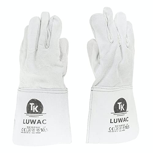 TK Gloves LUWAC Fahrerhandschu Montage-Handschuhe aus Leder/Größe 10, 1 Paar/Handschuhe Arbeitshandschuhe/ungefütterter Schweißschutzhandschuh/Weiß Rindspaltleder/Lederhandschuhe von TK Gloves