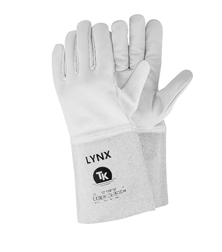 TK Gloves LYNX Schweißerhandschuh Montage-Handschuhe aus Leder/Größe 09, 1 Paar Weiße/Handschuhe Arbeitshandschuhe/ungefütterter Schweißschutzhandschuh/vollnarbiges Ziegenleder von TK Gloves