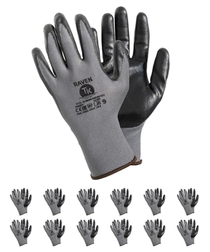 TK Gloves RAVEN/Montage-Handschuhe/Größe 06, 12 Paar/Grau/Montagehandschuhe/Handschuhe Arbeitshandschuhe/das für präzise Arbeiten vorgesehen ist/die Genauigkeit erfordern von TK Gloves