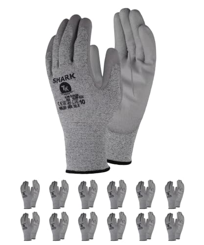 TK Gloves SHARK/Montage-Handschuhe Schnittschutz/Größe 10, 12 Paar/Montagehandschuhe/Schnittfeste Handschuhe Arbeitshandschuhe von TK Gloves