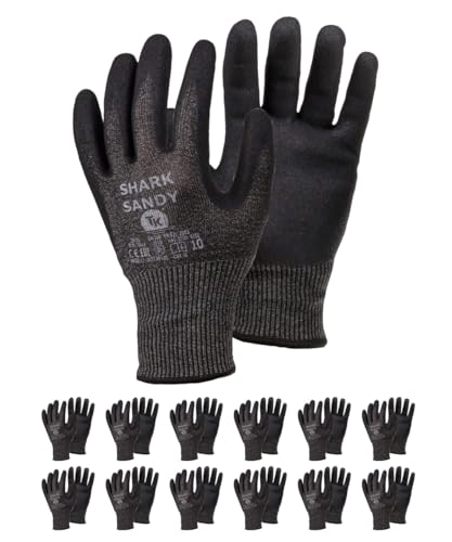 TK Gloves SHARK SANDY/Montage-Handschuhe Schnittschutz/Größe 06, 12 Paar/Montagehandschuhe/Schnittfeste Handschuhe Arbeitshandschuhe von TK Gloves