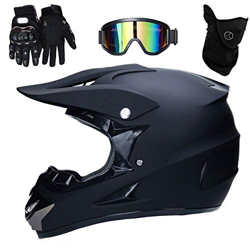 TKUI Motocross Helm mit Brille, Adult Off Road Motorradhelm Crosshelm Set Handschuhe Maske, B,L(56~57cm) von TKUI