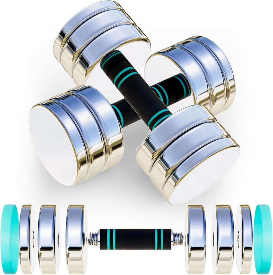 TLGREEN Hantel-Set Stahl Kurzhanteln, (Hantel 2er Set Ultrakompakte Einstellbare Hanteln, mit Schaumstoff-Griff - Fitness Hanteln für Zuhause) von TLGREEN