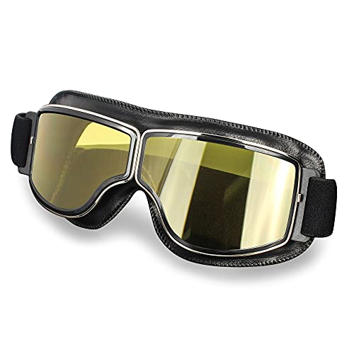 TMDGG Winddichte Motorradbrille Lederbrille Schutzbrille Blendschutz Brille Motocross Cross-Country (Farbe: gelbe Gläser) von TMDGG