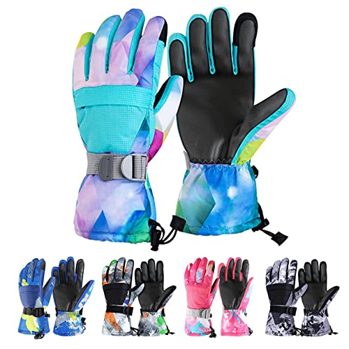 Skihandschuhe für Herren Damen wasserdichte Snowboardhandschuhe Warme Touchscreen Handschuhe mit Tasche Winterhandschuhe zum Skifahren Snowboarden Reiten (M, Himmelblau) von TMEOG