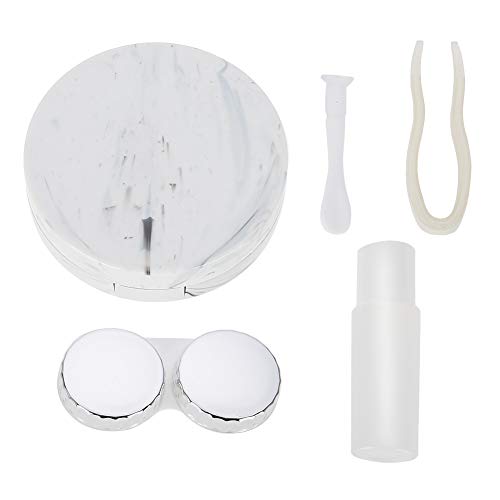 Kontaktlinsen Behälter, Kontaktlinsenbehälter mit Spiegel, einfacher Kontaktlinse Aufbewahrungsbehälter Box, Mini modische Companion Kasten Container für Kontaktlinsen (Weiß) von TMISHION