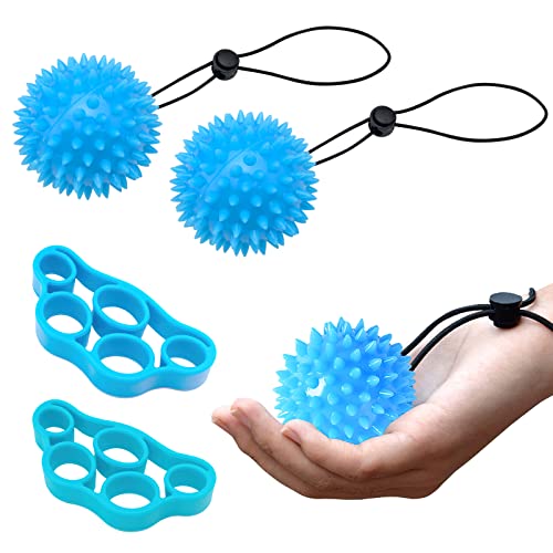 Handtrainer Fingertrainer, 2Stk Knetball Silikon Handkraft Trainer mit 2 Spannern, Antistressball Massageball hand training ball für Finger Training, Lindert Stress, Angstlinderung, Muskeltraining von TNSLAND