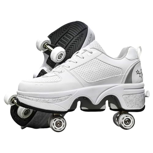 Rollschuhe Damen Quad Skates,rollerskates Pour Hommes,mädchen Deformation Roller Skates draussen,Roller Sneaker Für Thanksgiving-Geburtstagsgeschenke (White, EU-38) von TO.DREAM