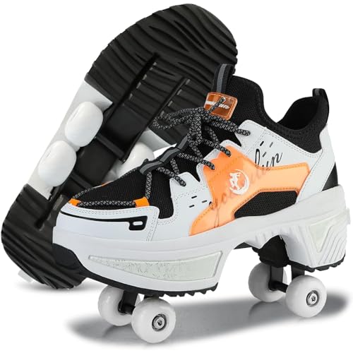 Schuhe mit Rollen für Mädchen, 2024 Neue Fly Woven Fabric Rollschuhe Schuhe, Deformation Roller Skates Kinder, Damen verstellbares Thanksgiving-Geburtstagsgeschenk (Orange, EU-34) von TO.DREAM