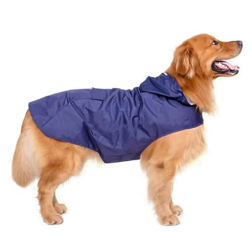 TOAWEM Hunderegenmantel mittelgroße Hunde Hunde Regenmantel Hoodie Jacke Regen Poncho Haustier Regenbekleidung Mit Reflektierender Streifen-blau-3xl von TOAWEM