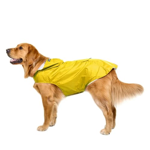 TOAWEM Hunderegenmantel mittelgroße Hunde Hunde Regenmantel Hoodie Jacke Regen Poncho Haustier Regenbekleidung Mit Reflektierender Streifen-gelb-3xl von TOAWEM