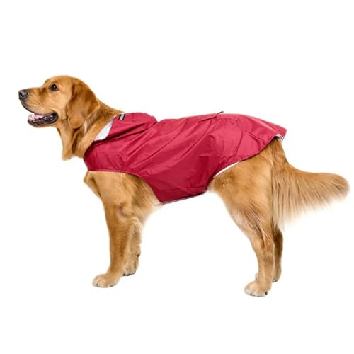 TOAWEM Hunderegenmantel mittelgroße Hunde Hunde Regenmantel Hoodie Jacke Regen Poncho Haustier Regenbekleidung Mit Reflektierender Streifen-rot-3xl von TOAWEM