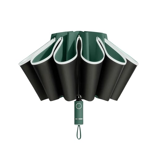 TOAWEM Regenschirm Vollautomatischer Umbränen des Umgekehrten Faltens Mit Winddichten Reflektierenden Uv -Regenschirmen-Dunkelgrün von TOAWEM