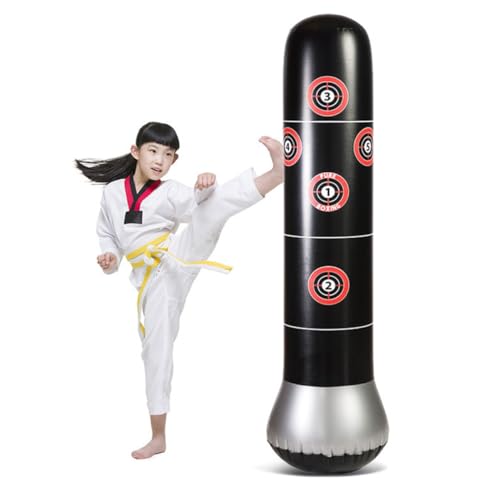 TOBBOMEY Aufblasbarer Verdickter PVC Boxsack Stehend Fitness Tool für Zuhause Sandsack Boxsäule für Erwachsene Trainingssäule zur Koordinations Agilitätssteigerung von TOBBOMEY