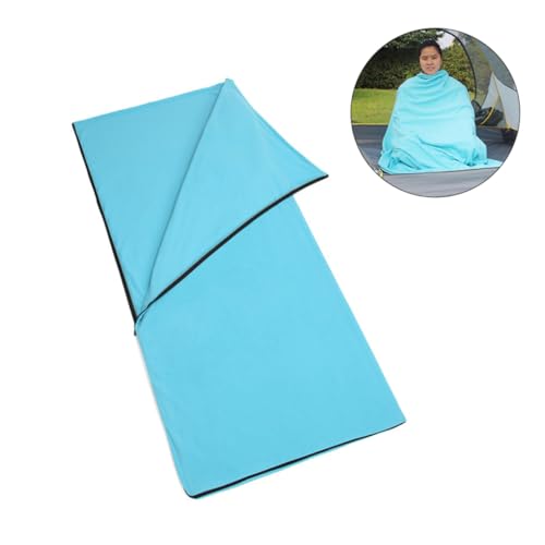 TOBBOMEY Fleece Schlafsack für Outdoor Camping Wasserabweisend Leicht Aufbewahrungstasche Vielseitig für Wandern Camping als Sitzkissen oder Decke Himmelsblau von TOBBOMEY