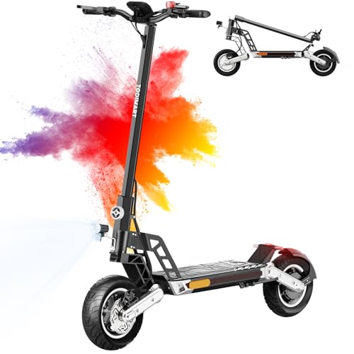 E Scooter, Fährt 65-90 km, 48 V 20.8 Ah,10 Zoll Elektroroller Tubeless Offroad, Elektro Scooter 150 kg Tragkraft, Doppelte Federung von TODIMART