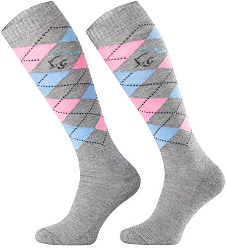 TODO Comodo Karierte Reitsocken STPDJ | Reitstrümpfe Reiter Kniestrümpfe | Baumwolle Socken Damen Herren Kinder (STPDJ - RS16, 35-38) von TODO