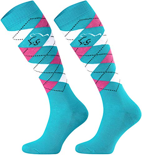 TODO Comodo Karierte Reitsocken STPDJ | Reitstrümpfe Reiter Kniestrümpfe | Baumwolle Socken Damen Herren Kinder (STPDJ - RS21, 31-34) von TODO