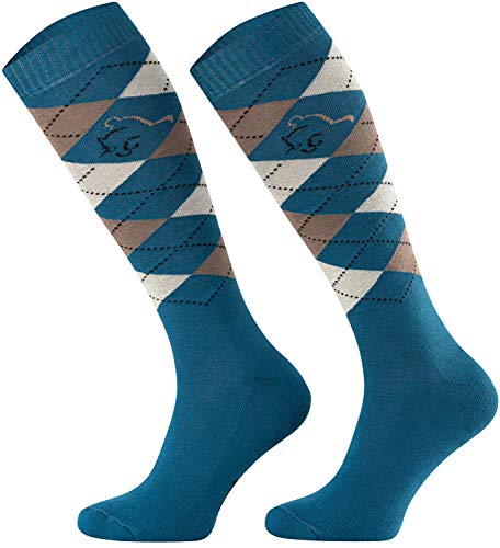 TODO Comodo Karierte Reitsocken STPDJ | Reitstrümpfe Reiter Kniestrümpfe | Baumwolle Socken Damen Herren Kinder (STPDJ - RS37, 35-38) von TODO