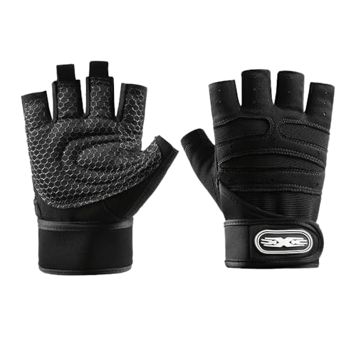 TOEECY Fahrradhandschuhe Herren oder Damen Halbfinger Atmungsaktiv Fitness Handschuhe Gel Stoßdämpfende rutschfeste Unisex für Radfahren MTB Fitness (Schwarz/L) von TOEECY