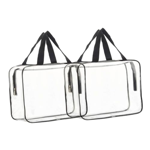 TOGEVAL 2 Stück wasserdichte Kosmetiktasche Transparent PVC Kulturbeutel mit Großer Kapazität für Make up und Toilettenartikel Tragbar und Strapazierfähig für Reisen und Alltag von TOGEVAL