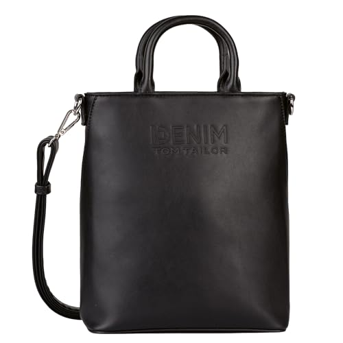 TOM TAILOR Denim bags Heidy Damen Shopper Umhängetasche Reißverschluss Klein Schwarz von TOM TAILOR