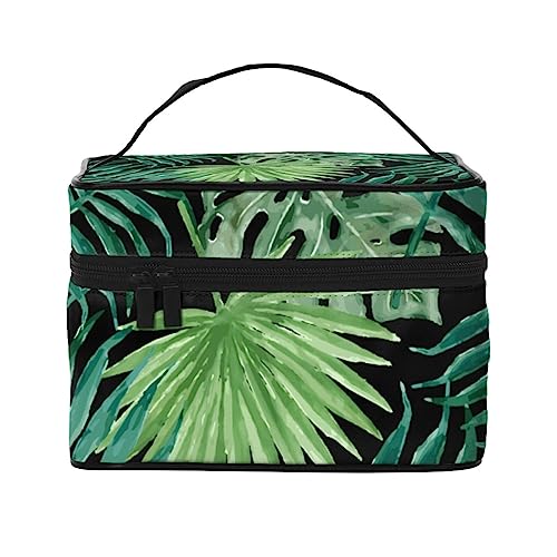 Kosmetiktasche mit grünen Palmenblättern, wasserdicht, Reise-Make-up-Tasche, Organizer, Kulturbeutel für Damen und Mädchen, Grüne Palmenblätter, Einheitsgröße von TOMPPY
