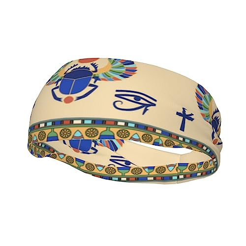 Sport-Stirnband, ägyptischer Skarabäus, bedruckt, Kopfband, für Fußball, Basketball, Fußball, Tennis, Yoga und Golf von TOMPPY