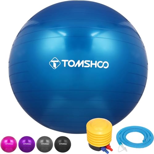 TOMSHOO Anti-Burst Yoga Ball verdickt Stabilit?t Balance Ball Pilates Barre k?rperliche Fitness Gymnastikball 45CM / 55CM / 65CM / 75CM Geschenk Luftpumpe von TOMSHOO