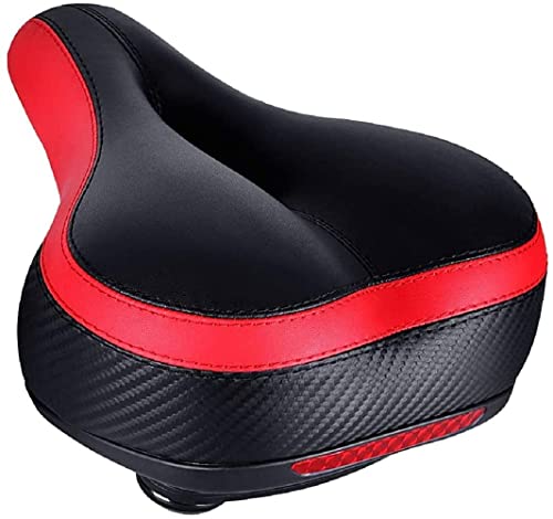 Fahrradsattel Fahrradsitz für Damen Herren Bequem Weich Gel Fahrrad Sattel Wasserdicht Atmungsaktiv mit Reflektor Rot von TONBUX