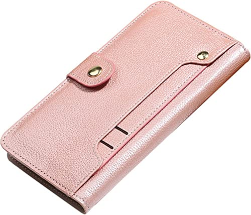 TONECY Brieftaschen-Schutzhülle für iPhone 14 Plus, Premium-Echtleder, Kartenhalter, magnetischer Folio-Ständer, Klapphülle, stoßfeste Schutzhülle für iPhone 14 Plus (Farbe: Rosa) von TONECY