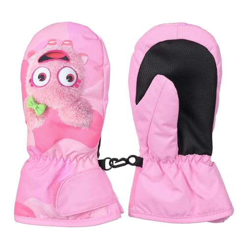 TONIFAY Winterhandschuhe Fäustlinge Kinder Winter Handschuhe Skihandschuhe für 2-9 Jahre Mädchen Jungen (Rose, M（ 4-6 Jahre alt）) von TONIFAY