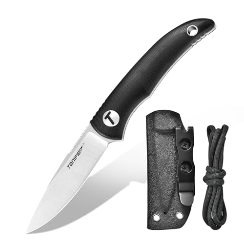TONIFE Nova Neck Knife mit Scheide Lanyard und Clip, 68mm Feststehendes Klinge Kleine Hals Messer Neck Knife für Outdoor Edc (Schwarz+Satin) von TONIFE