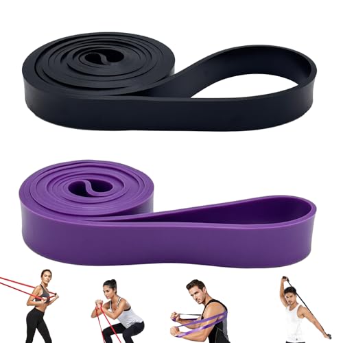 Fitnessbänder TONZACK Resistance Bands mit 2 Stufen Widerstandsbänder Krafttraining Trainingsbänder für Fitness, Muskelaufbau,Yoga,Pilates Schwarz/25-65 LBS Lila/35-85 LBS von TONZACK