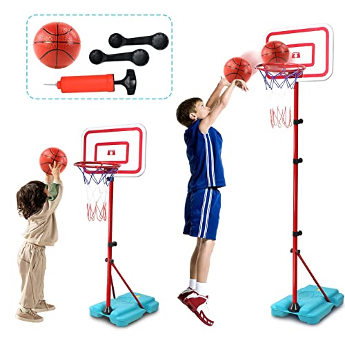 Basketballkorb Outdoor Spielzeug für Kinder mit Höhenverstellbar ständer 88-190 cm, Ball & Pumpe, Mini Basketballkorb Indoor für Zimmer, Sportgeräte, Spielzeug ab 4 5 6 7 Jahre Junge Mädchen von TONZE