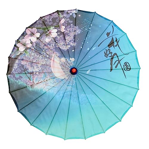 TOOYFUL Handgefertigter Regenschirm aus geöltem Papier, Seidenschirm, dekorativer Regenschirm, 81,3 cm, Tanz-Requisiten, chinesische japanische Kunst, Stil a von TOOYFUL