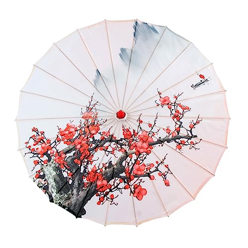 TOOYFUL Handgefertigter Regenschirm aus geöltem Papier, Seidenschirm, dekorativer Regenschirm, 81,3 cm, Tanz-Requisiten, chinesische japanische Kunst, Stil h von TOOYFUL